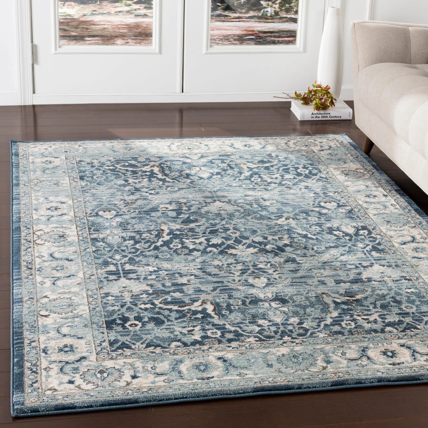 Artistic Weavers Annelie Navy & Teal Updated Traditional Area Rug - 7'10" X 9'10" 2 Artistic Weavers Annelie Navy & Teal Updated Traditional Area Rug - 7'10" X 9'10" - Image 2