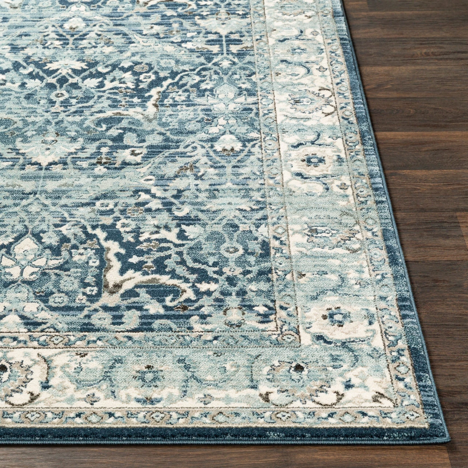 Artistic Weavers Annelie Navy & Teal Updated Traditional Area Rug - 7'10" X 9'10" 4 Artistic Weavers Annelie Navy & Teal Updated Traditional Area Rug - 7'10" X 9'10" - Image 4