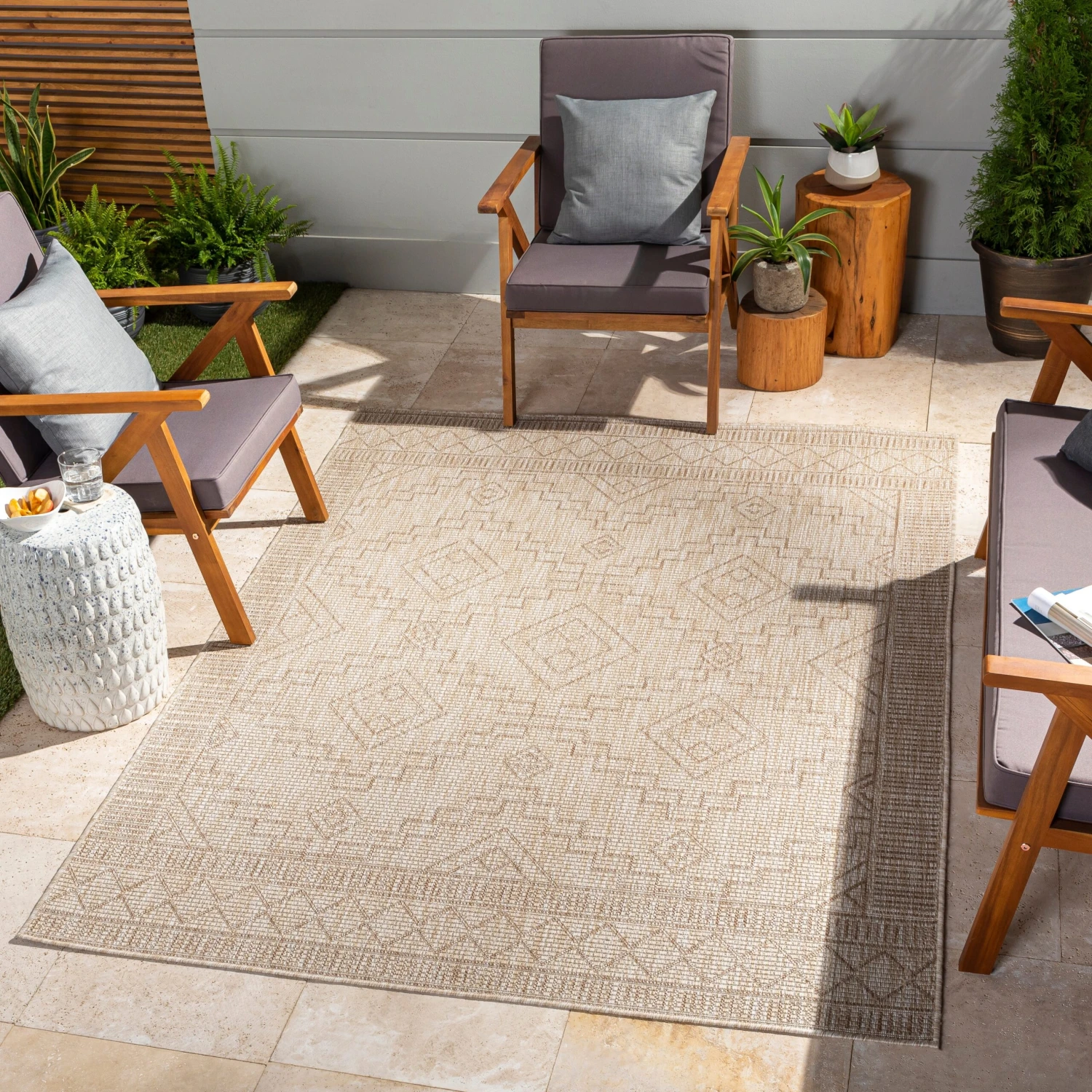 Artistic Weavers Artep Global Border Indoor/ Outdoor Area Rug 2 Artistic Weavers Artep Global Border Indoor/ Outdoor Area Rug - Image 2