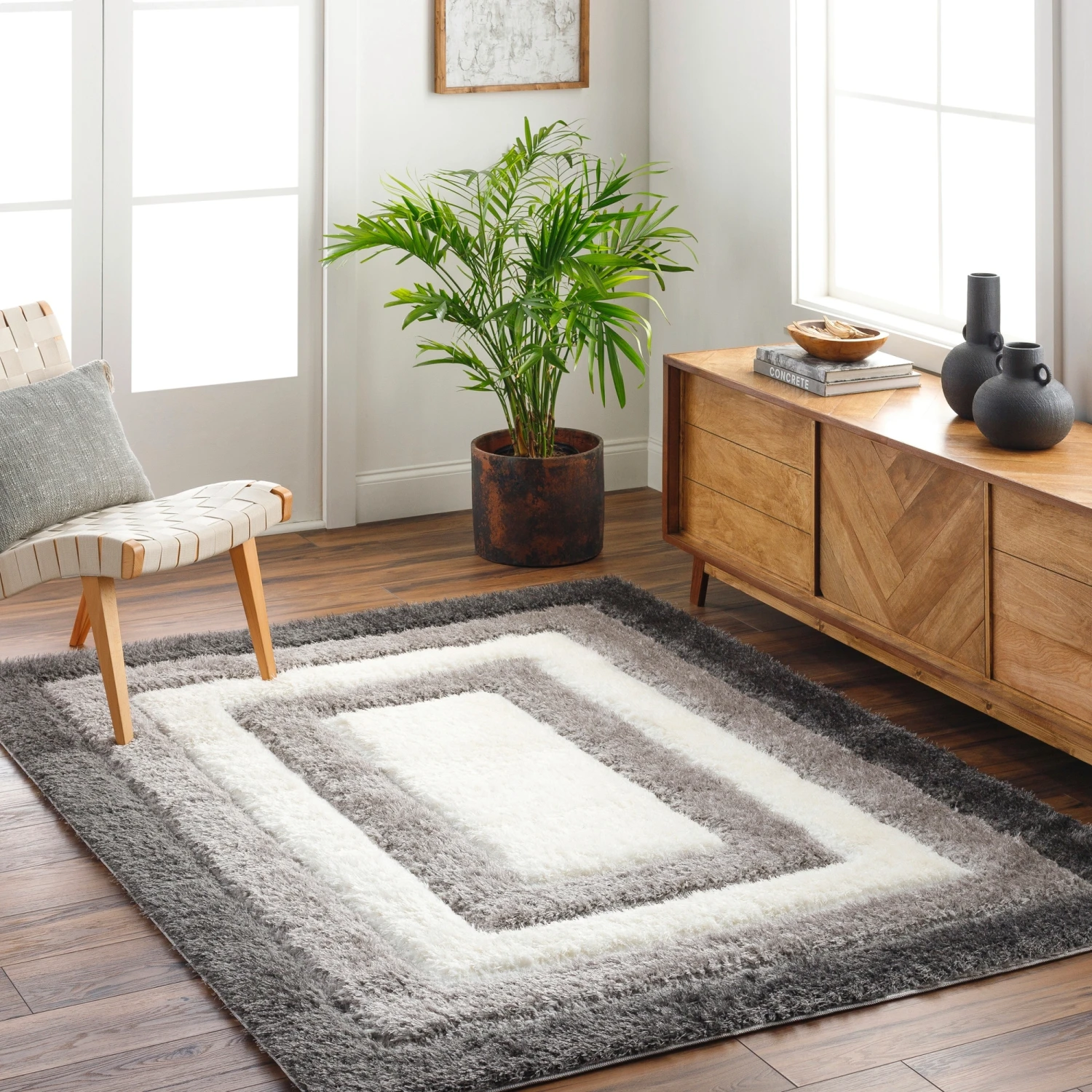 Artistic Weavers Bologna Border Stripes Plush Area Rug 2 Artistic Weavers Bologna Border Stripes Plush Area Rug - Image 2
