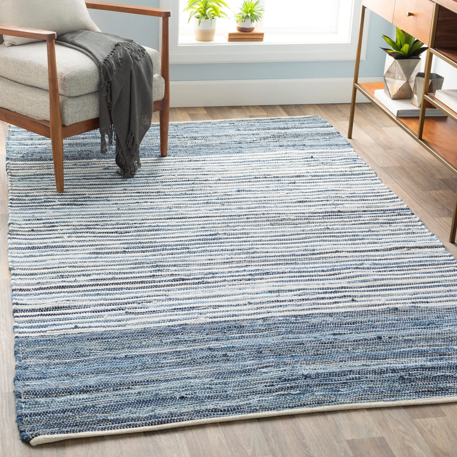 Artistic Weavers Carabello Handmade Casual Denim Stripe Area Rug 2 Artistic Weavers Carabello Handmade Casual Denim Stripe Area Rug - Image 2
