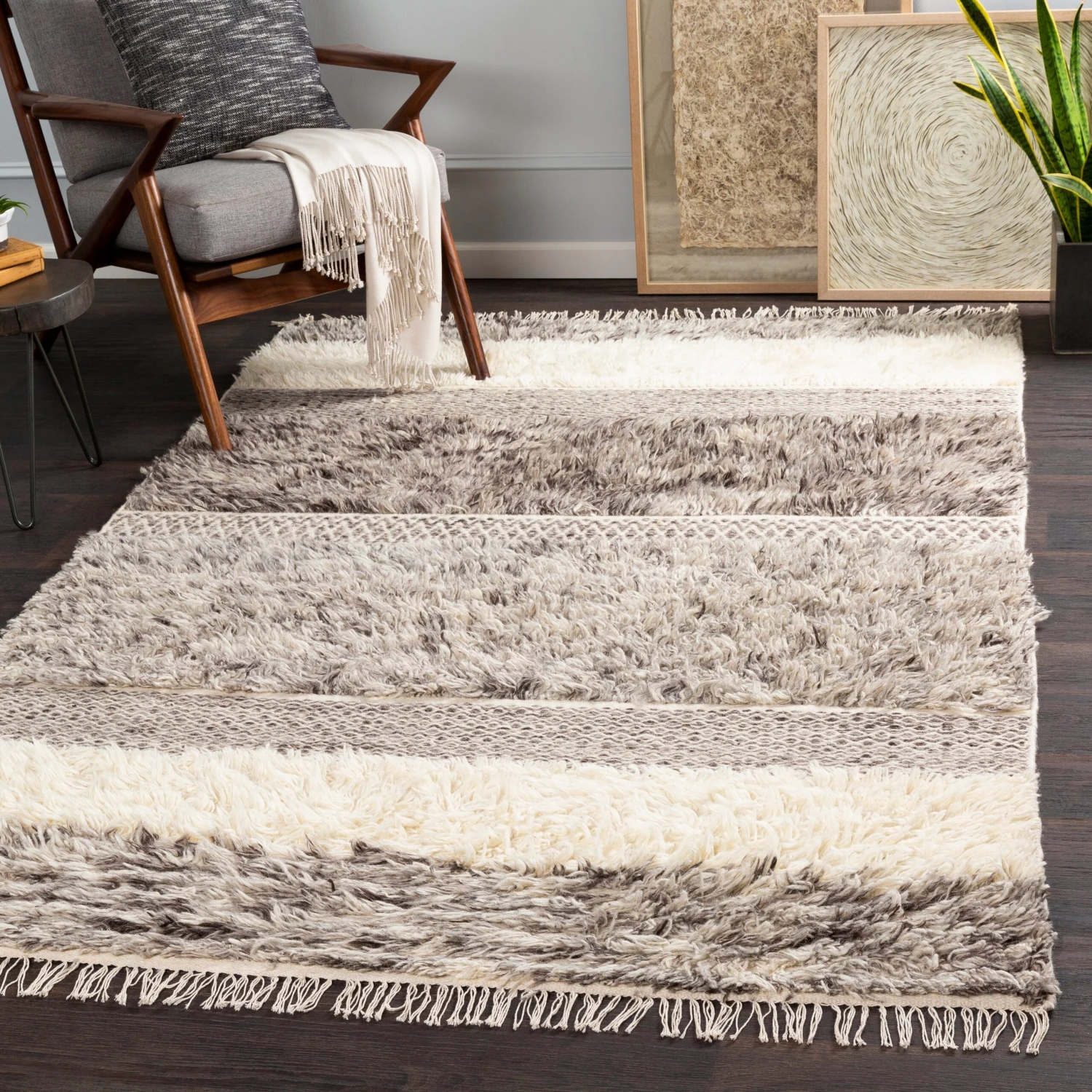 Artistic Weavers Celestun Handmade Farmhouse High-Low Wool Shag Area Rug 2 Artistic Weavers Celestun Handmade Farmhouse High-Low Wool Shag Area Rug - Image 2