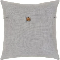 Artistic Weavers Demetra Traditional Button Light Grey Feather Down Fill Throw Pillow 18-inch