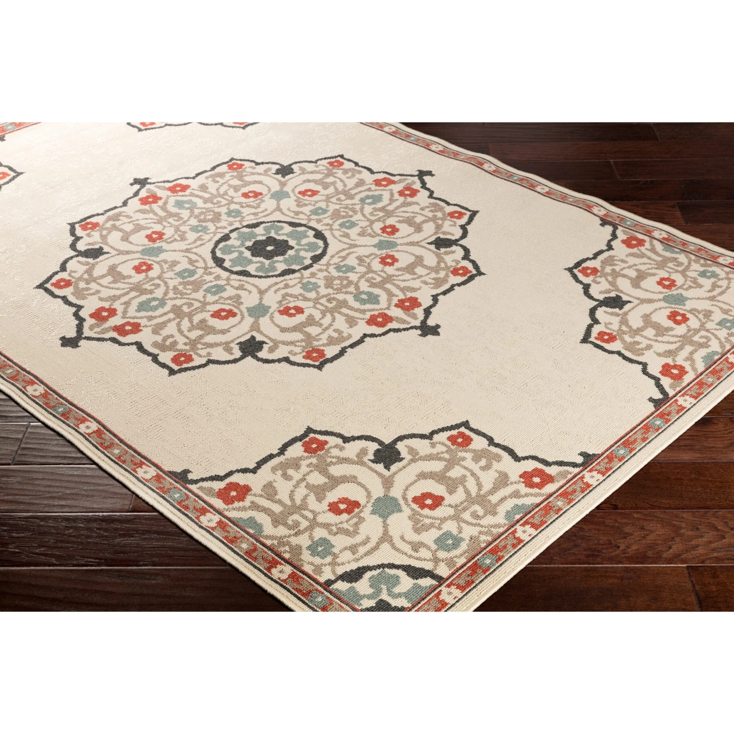Artistic Weavers Erminio Medallion Indoor/ Outdoor Area Rug - 7'3" Square 4 Artistic Weavers Erminio Medallion Indoor/ Outdoor Area Rug - 7'3" Square - Image 4