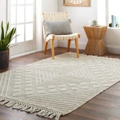 Artistic Weavers -Artistic Weavers Hanoch Handmade Diamond Jute 26 Wool Area Rug 1