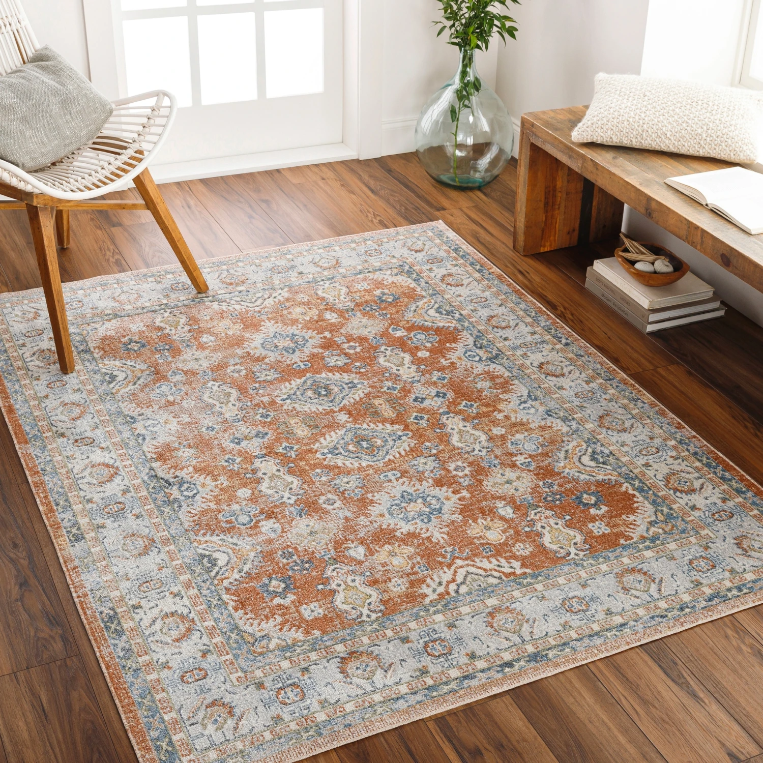 Artistic Weavers Lillian Machine Washable Floral Medallion Area Rug 2 Artistic Weavers Lillian Machine Washable Floral Medallion Area Rug - Image 2