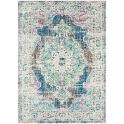 Artistic Weavers Mirvet Vintage Distressed Medallion Area Rug -Artistic Weavers Mirvet Teal 26 Navy Vintage Distressed Medallion Area Rug 1