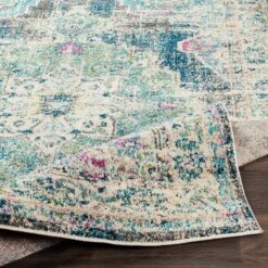 Artistic Weavers Mirvet Vintage Distressed Medallion Area Rug -Artistic Weavers Mirvet Teal 26 Navy Vintage Distressed Medallion Area Rug 4