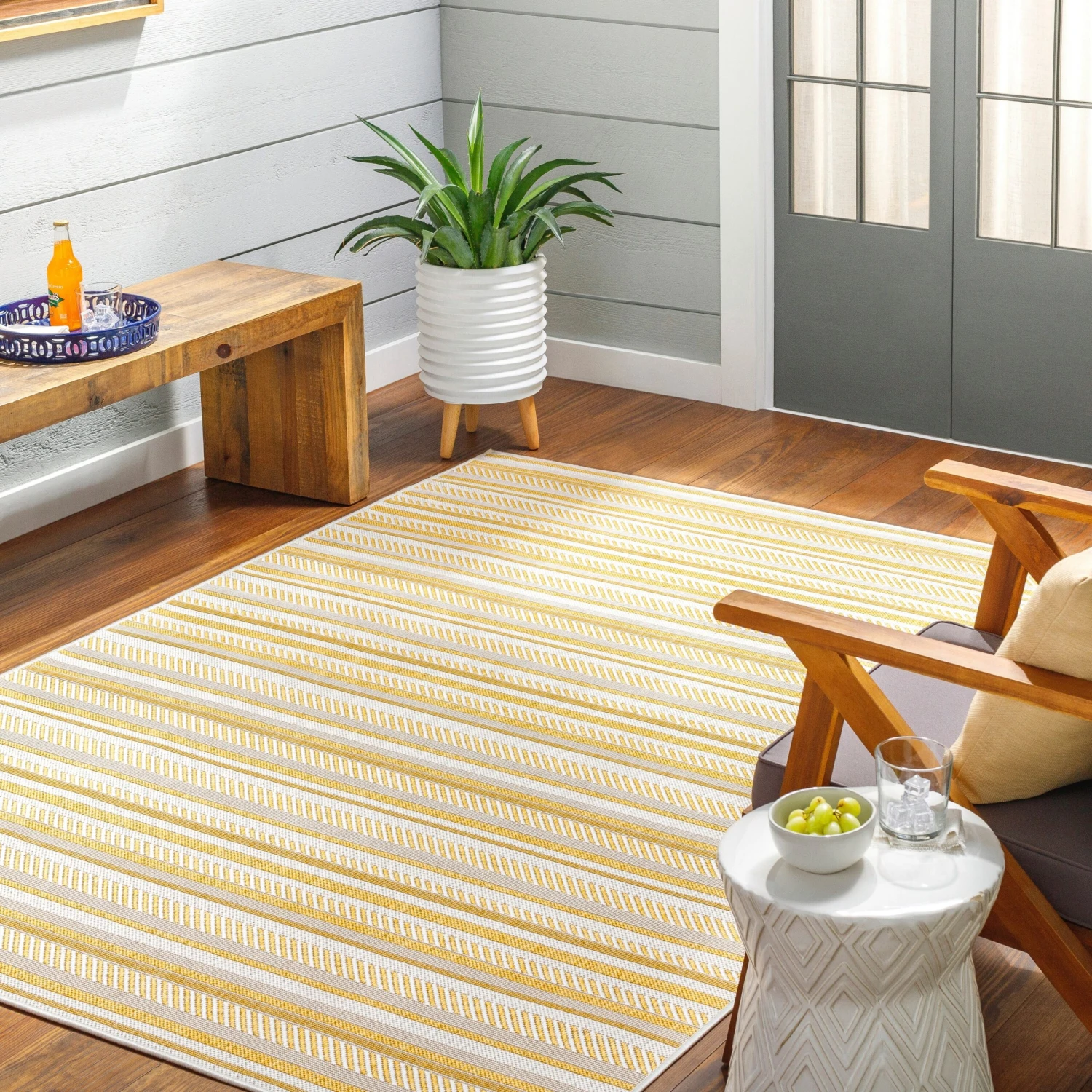 Artistic Weavers Rikard Indoor/ Outdoor Navy Blue Coastal Stripe Area Rug 6 Artistic Weavers Rikard Indoor/ Outdoor Navy Blue Coastal Stripe Area Rug - Image 6