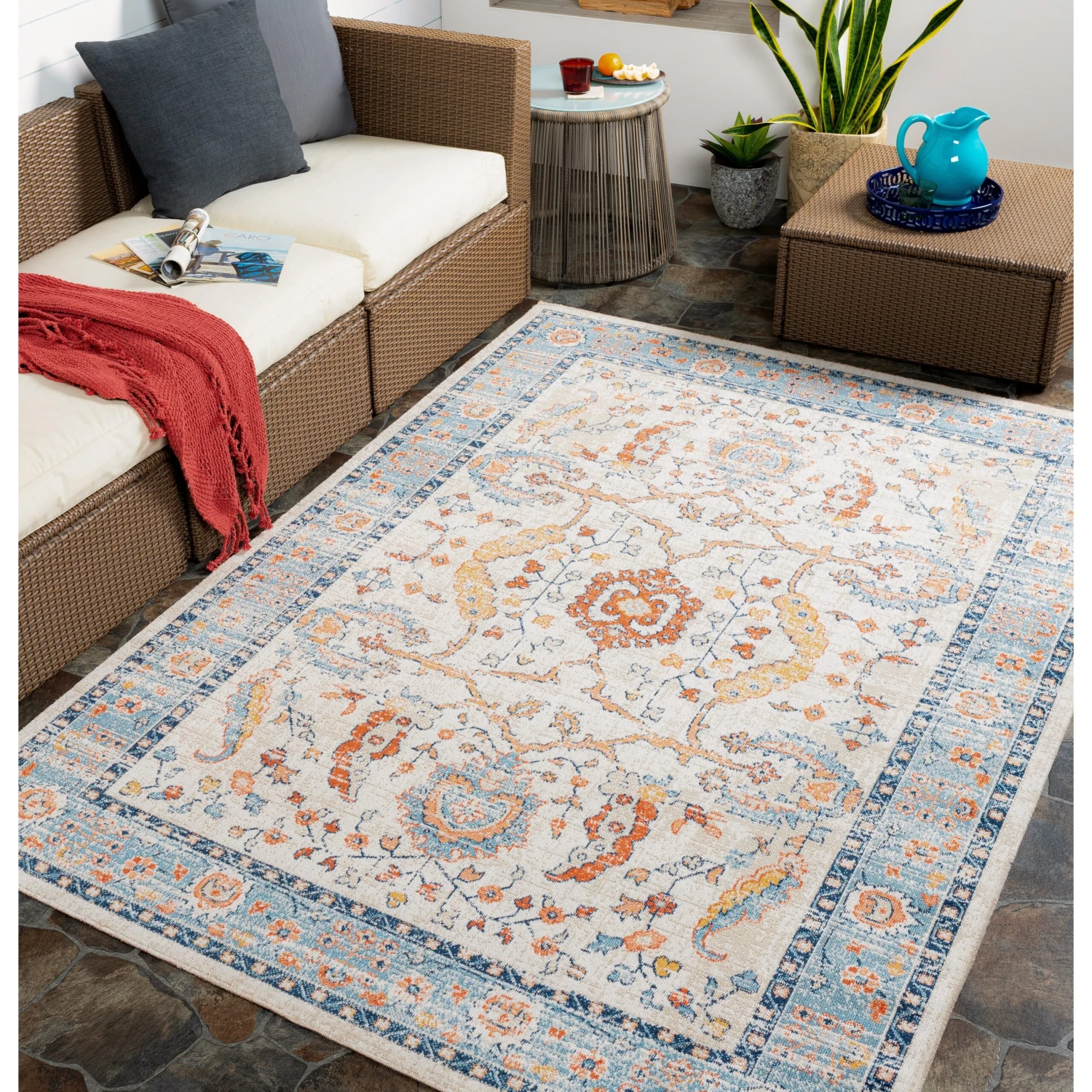 Artistic Weavers Satchmo Indoor/ Outdoor Distressed Floral Area Rug 2 Artistic Weavers Satchmo Indoor/ Outdoor Distressed Floral Area Rug - Image 2