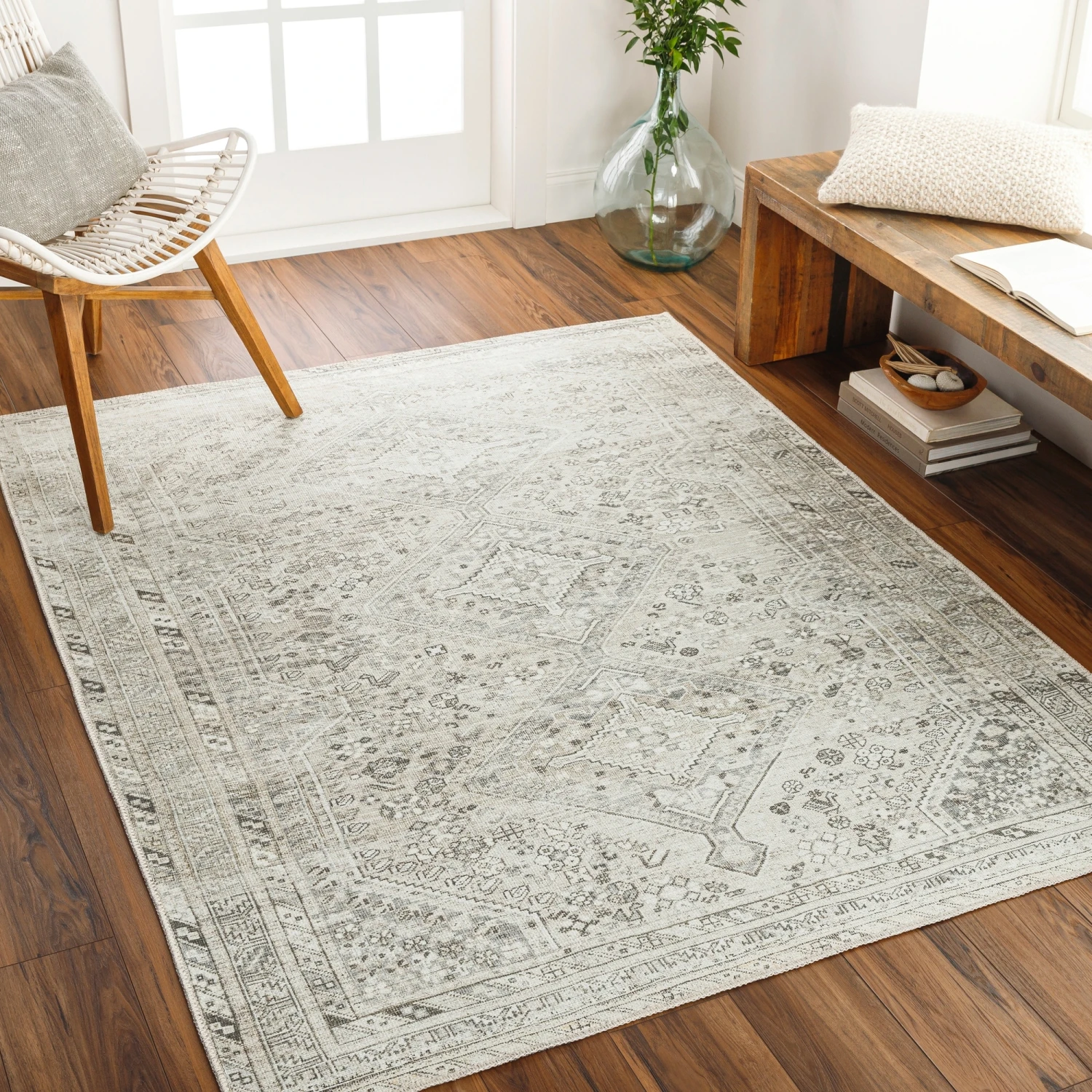 Artistic Weavers Verninac Distressed Medallion Printed Washable Rug 2 Artistic Weavers Verninac Distressed Medallion Printed Washable Rug - Image 2