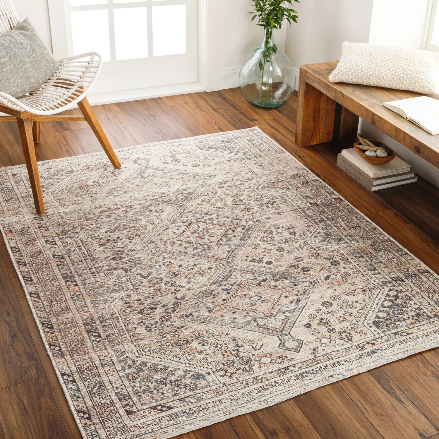 Artistic Weavers Verninac Distressed Medallion Printed Washable Rug 11 Artistic Weavers Verninac Distressed Medallion Printed Washable Rug - Image 11