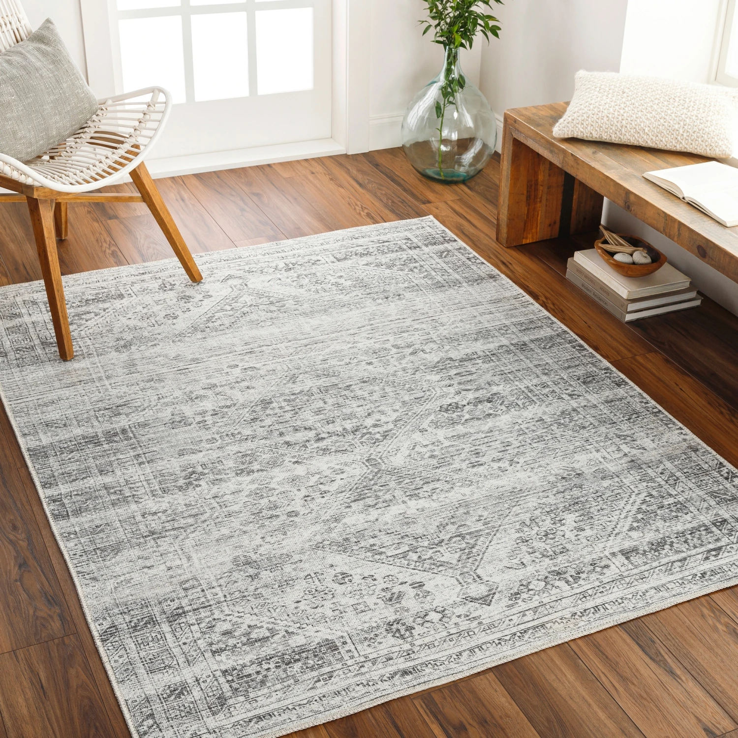 Artistic Weavers Verninac Distressed Medallion Printed Washable Rug 8 Artistic Weavers Verninac Distressed Medallion Printed Washable Rug - Image 8