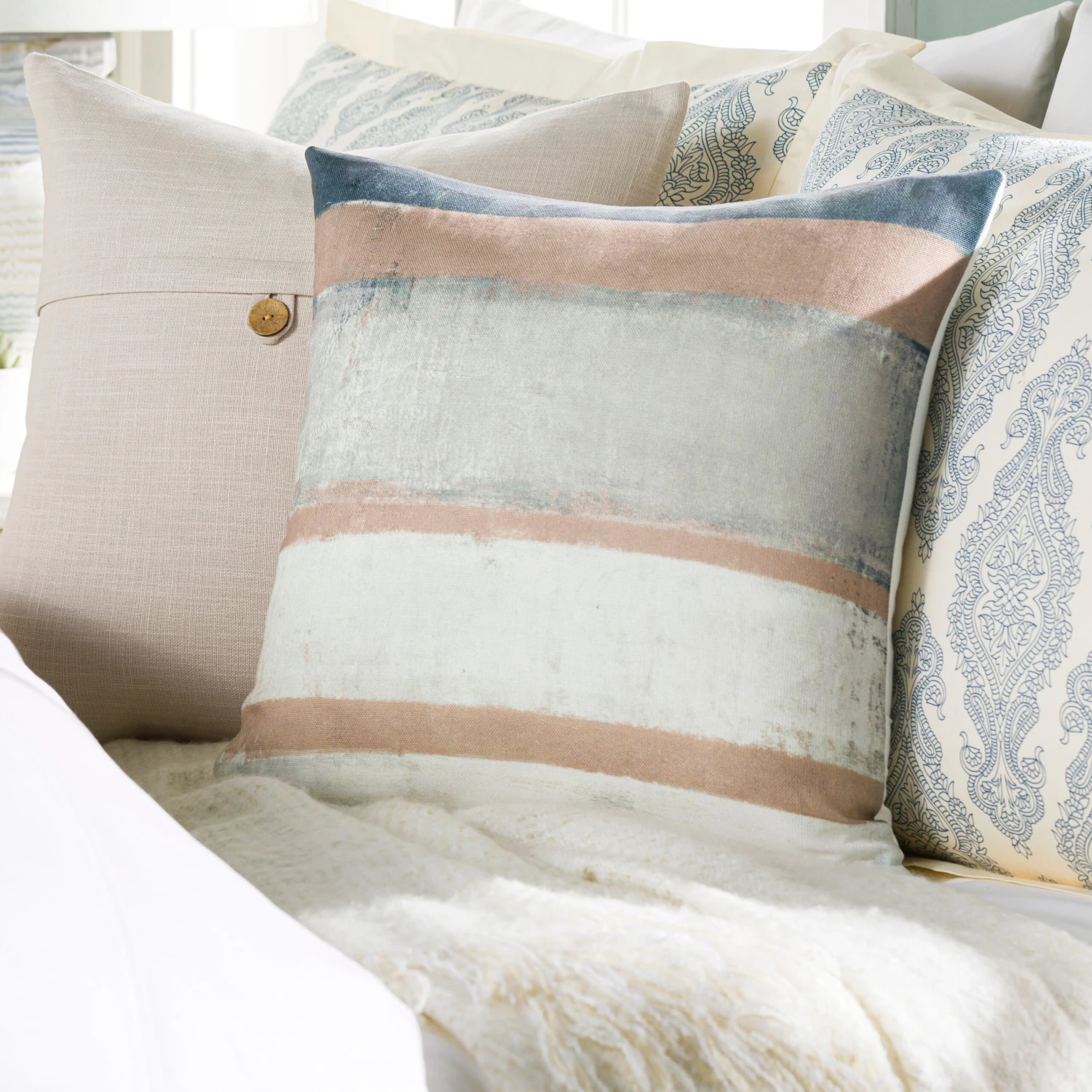 Artistic Weavers Villisca Watercolor Stripe Throw Pillow 2 Artistic Weavers Villisca Watercolor Stripe Throw Pillow - Image 2