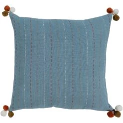 Viriato Striped Denim Feather Down Or Poly Filled Throw Pillow 22-inch
